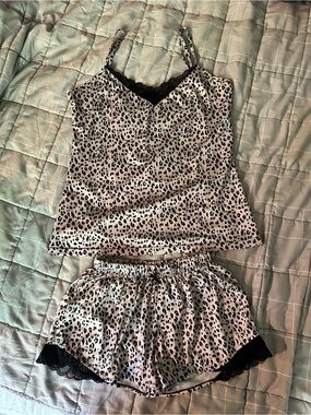 Leopard Print Cami & Short Sleep Set - Black/White